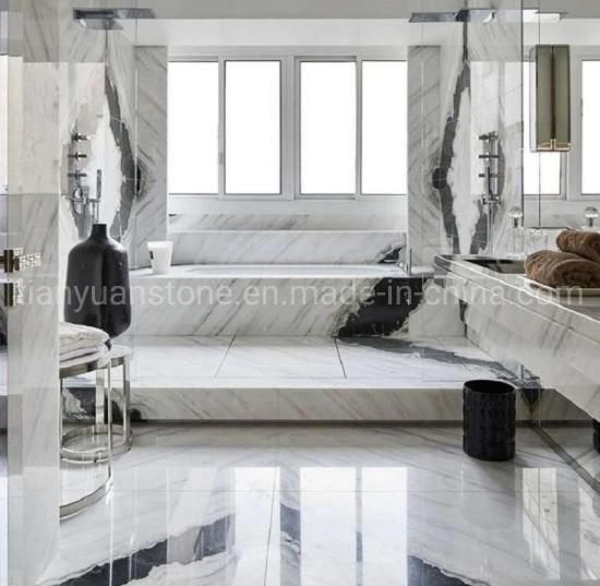 Panda White Marble Stair White Marble Bookmatch Slab Wall Shower Flooring