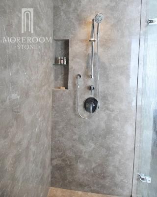 Interior Design Grey Brown Marble Slab for Bathroom Floor and Shower Wall