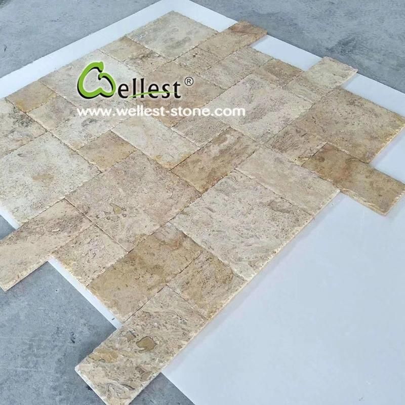 Chiseled Edge Beige Travertine French Pattern for Flooring/Wall Cladding Tile/Bathroom/ Pool Paver/ Kitchen