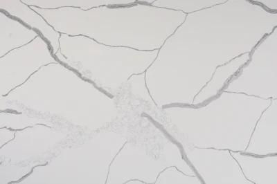 Grey Veined White Calacatta Quartz Stone for Interior Floor Tiles