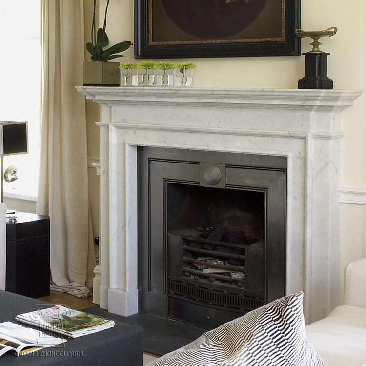 Modern Overmantel White Marble Fireplace with Good Hand-Carved Quality, Competitive Price