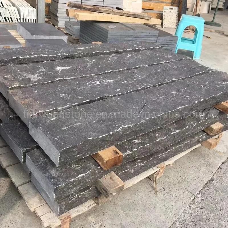 Natural Black Limestone Loose Wall Cladding Split Big Blocks for Wall
