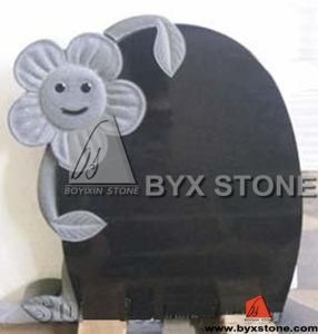 Black Granite Carved Flower Monument / Infant Headstone