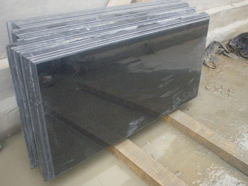 Polished Absolute Black Granite Slabs Shanxi Black Granite Slabs for Floorings and Walls or Kitchen Countertop