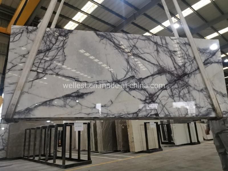 Bookmatched Lilac White Marble Slabs and Tiles
