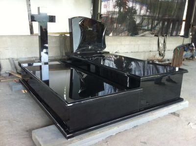 Europe Customization Monument Black Granite Cross Tombstone