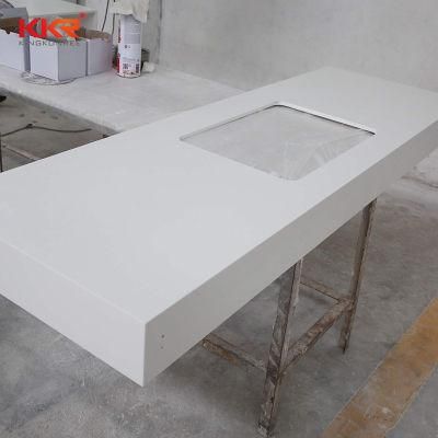 Hotel Project Fabricated White Solid Surface Stone Bathroom Vanity Top