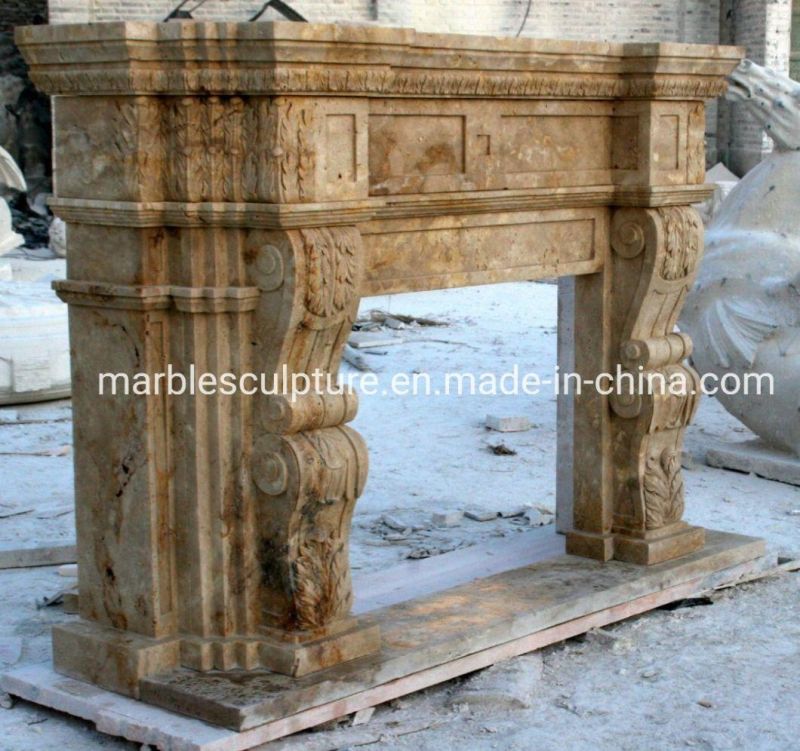 Classic Style Antique Home Decoration Sculptures Marble Fireplace (SYMF-040)