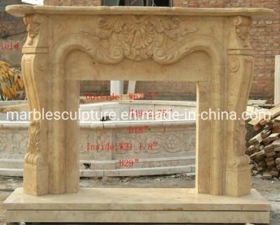 Popular Style Home Decoration Stone Sculpture Beige Marble Fireplace (SYMF-055)