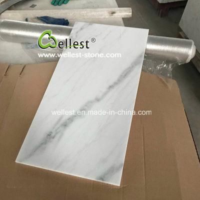 Polished Volakas White Base Marble Slab and Tile with Black Veins