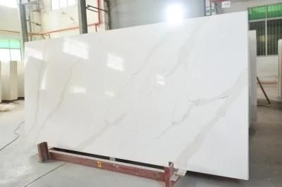 White Calacatta Polished Surfaces Engineered Quartz Stone Slab with NSF SGS Certification for Countertop