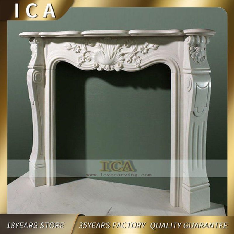 Stone Fireplace Home Decoration White Marble Fireplace