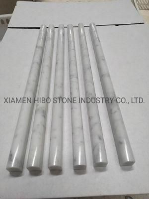 Italian Bianco Carrara White Marble Linear Polished Round Pencil/Base/Ogee/Crown Border Molding