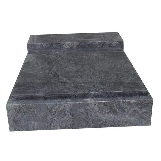 Bahama Blue Granite Serp Top Upright Headstones with Memorial Vases
