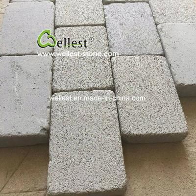 Sandblasted Tumble Grey Basalt Cobble Stone with Holes for Villa