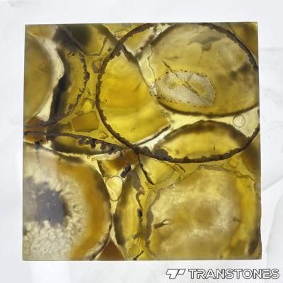 Yellow Agate Stone Tile Translucent Semi Precious Stone Agate Slices for Wall Decor Agate Coaster