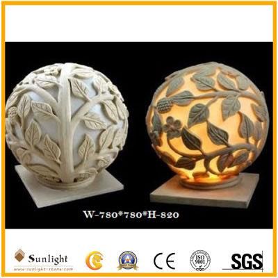 Outdoor Sandstone LED Lighting Balls Sculpture Lantern for Plaza Decoration