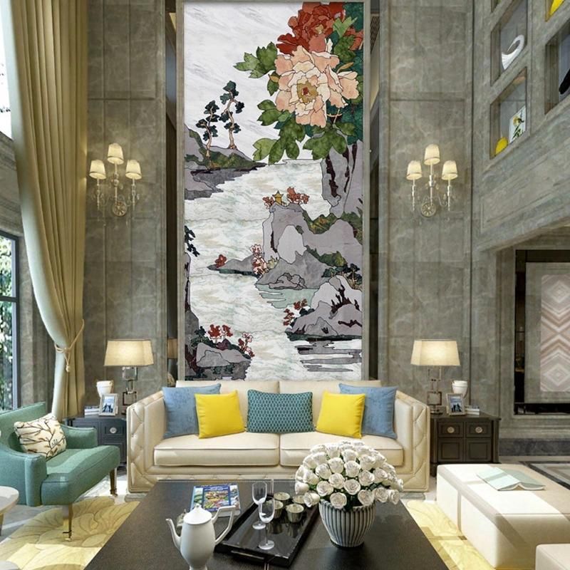 Stone Supplier Natural Marble Stone Water Jet TV Wall Marble Tiles Wall Panel for TV Tiles Marble Background Wall