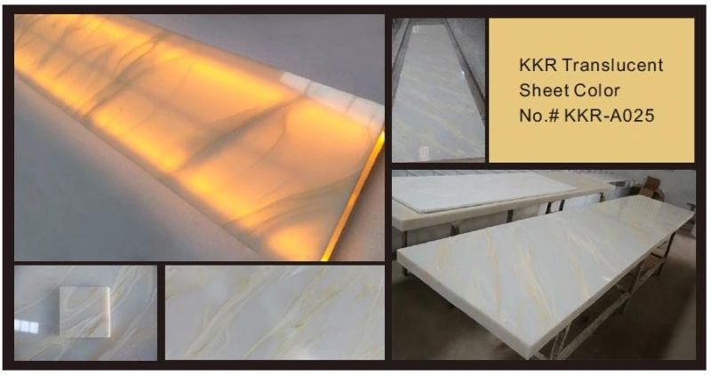 Translucent Decoration Artificial Solid Surface Slab Resin Stone Panel for Shower Wall