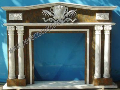 Freestanding Mix Color Marble Fireplace Surround with Double Column (QY-LS048)