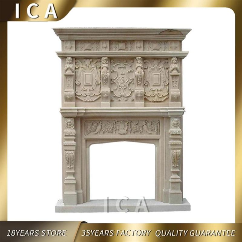 Chinese White Marble Sculpture Fireplace European Contemporary Fireplace