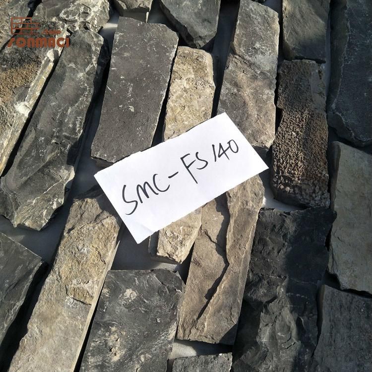 China Natural Black Slate Castle Ledge Stone