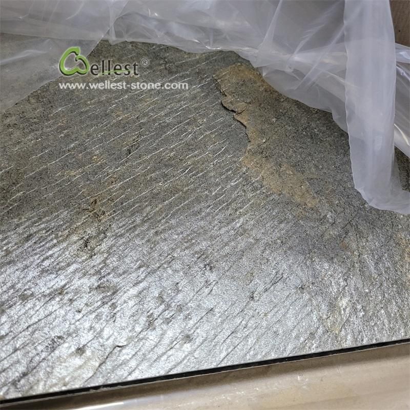 Golden Green Natural Slate Ultra Thin Stone Veneer Wall Panel