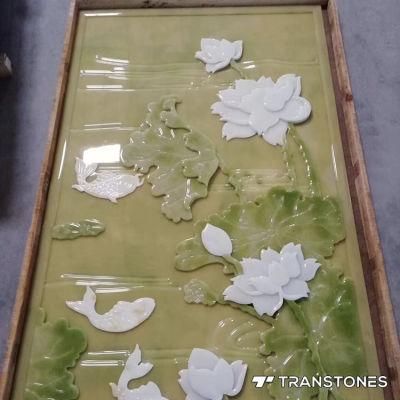 Hot Sale Translucent Polished Customized Alabaster Wall Painting