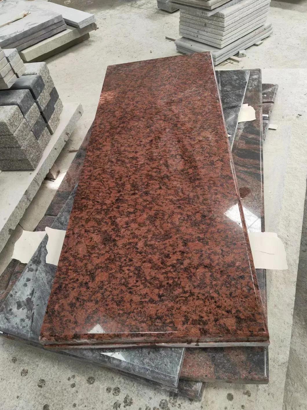 Poland Style Pink Red G562 European Tombstone Momument with Cross Shape Carving Headstone