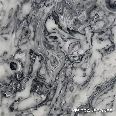 Translucent Black Texture Artificial Stone Alabaster Feature Tray