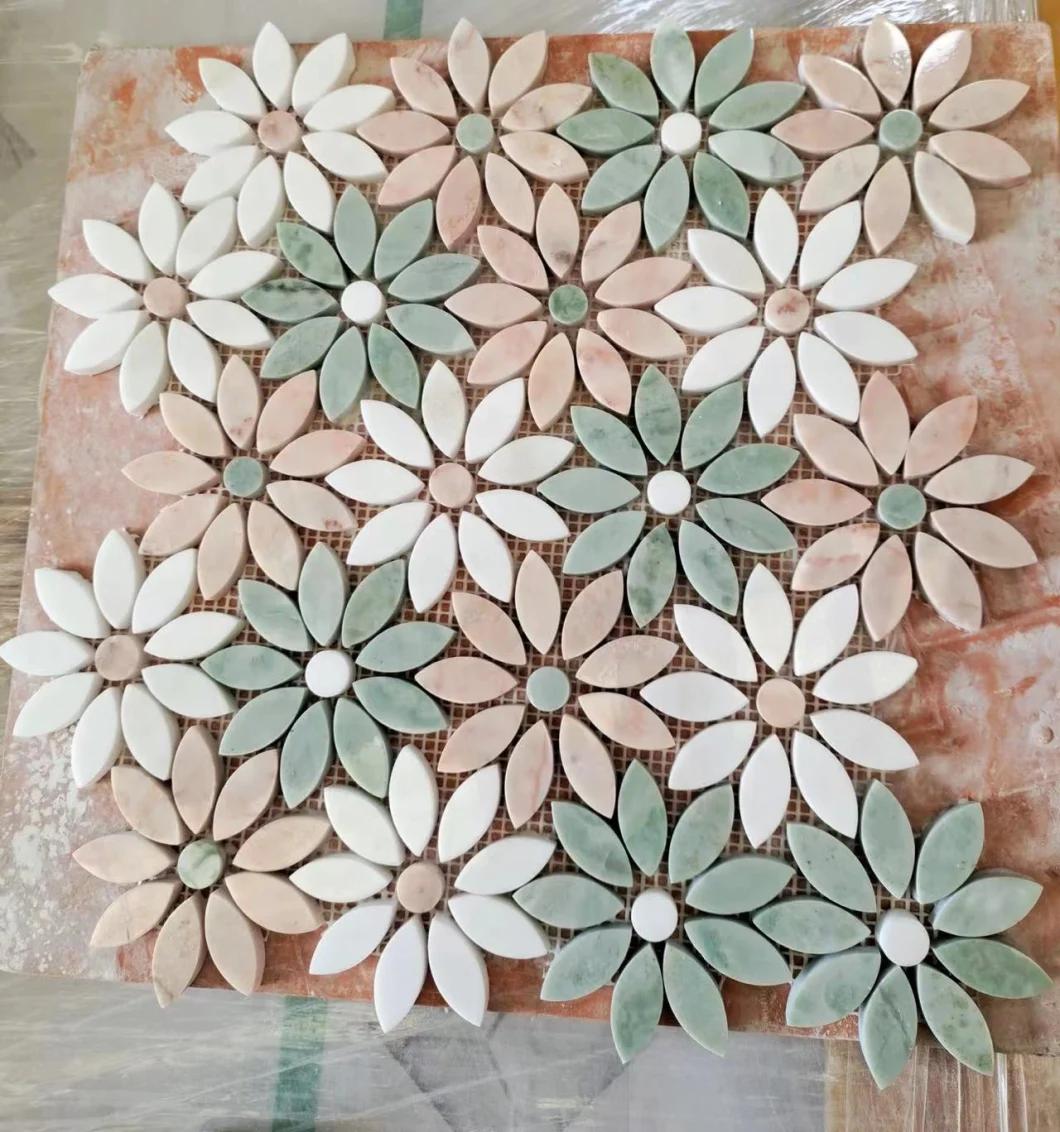 Flower Pattern Tile Bathroom Kitchen Backsplash Marble Mosaic Tile
