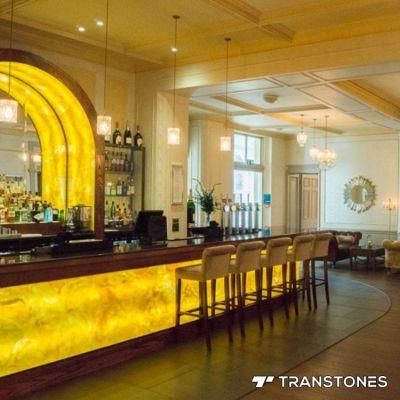 Translucent Yellow Onyx Slabs Price Faux Alabaster Bar Counter