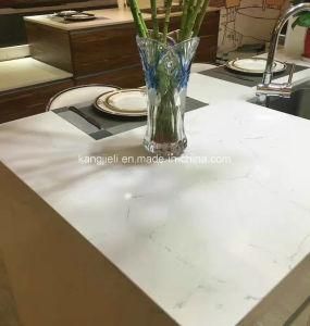 Marble Texture White Agglomerated Quartz Island Top