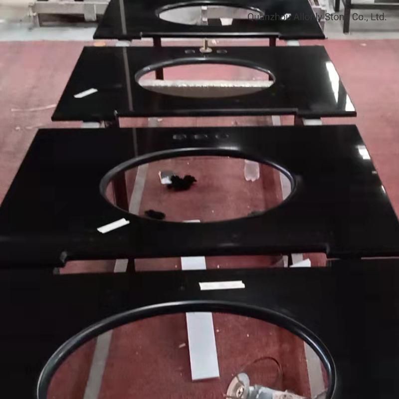 Bathroom Countertop Absolutely Black Granite Vanity Top with Vessel Cutout