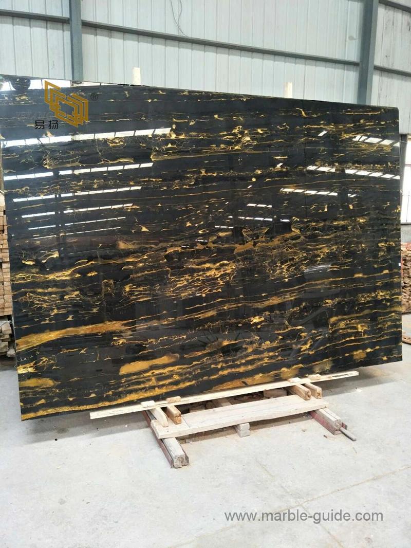Decoration Material Black Golden Portoro Marble Slabs for Flooring/Wall/Countertop/Staircase