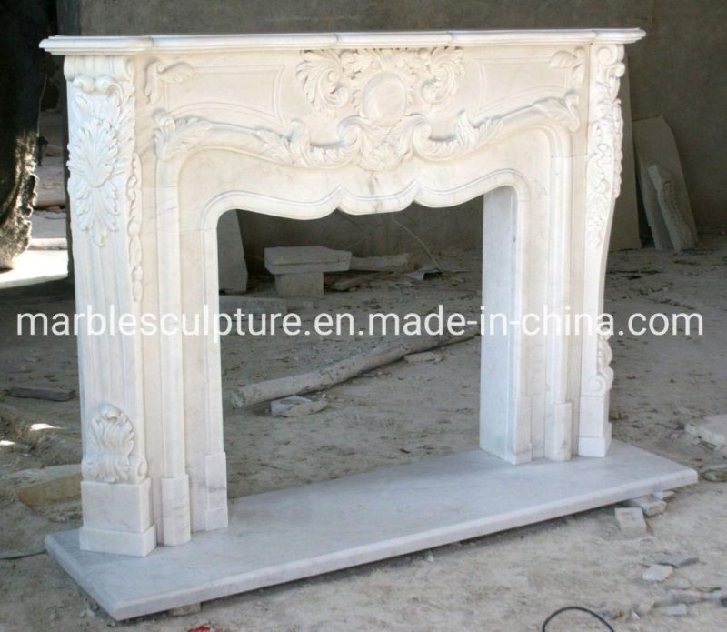 Factory Sale Cheap Price Stone Sculpture White Marble Fireplace (SYMF-052)