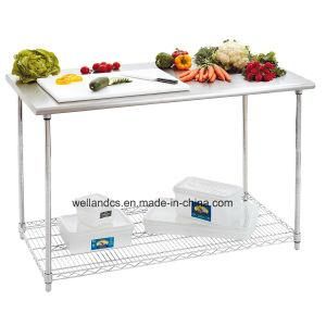 Top Kitchen Stainless Steel 304 Work Table, Food Grade Kitchen Prep Workbench with Adjustable Wire Shelves