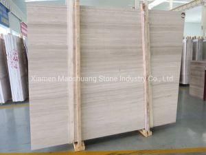 Polished Straight Wooden Grain White Marble for Building Marterial/Wall/Countertop/Stairs