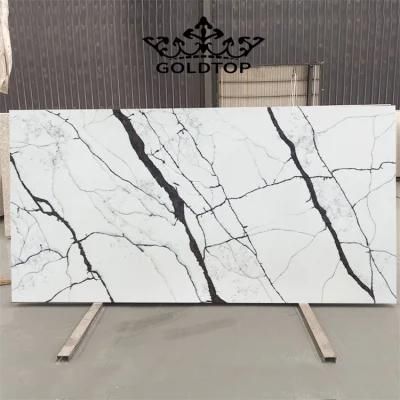 Artificial Polished/Honed/Leathered 20mm White/Black/Grey Calacatta New York Quartz Worktop for Apartment/Villa/Hotel Kitchen/Bathroom