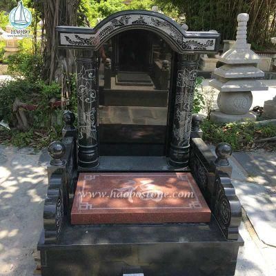 Chineses Style Tombstone Granite Monument Dragon Pillar Headstone