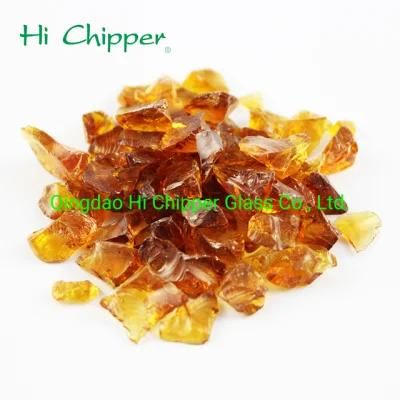 Terrazzo Flooring Decoration Broken Dark Amber Rocks Glass