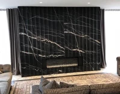 Nature Black Marquina Flute Tile for Guestroom Wall Decoration