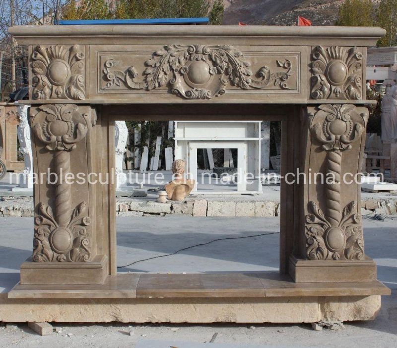 High Quality Exquisite Hand Carving Marble Fireplace Indoor Decoration (SYMF-293)