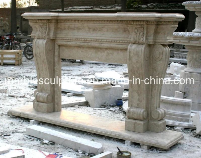 Home Decorative Natural Stone Mantel Marble Fireplace (SYMF-203)