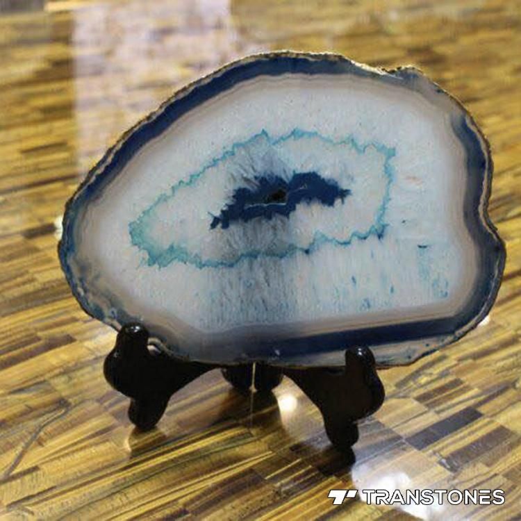 Modern Decorated Gem Stone Polished Brown Agate Wall Panel