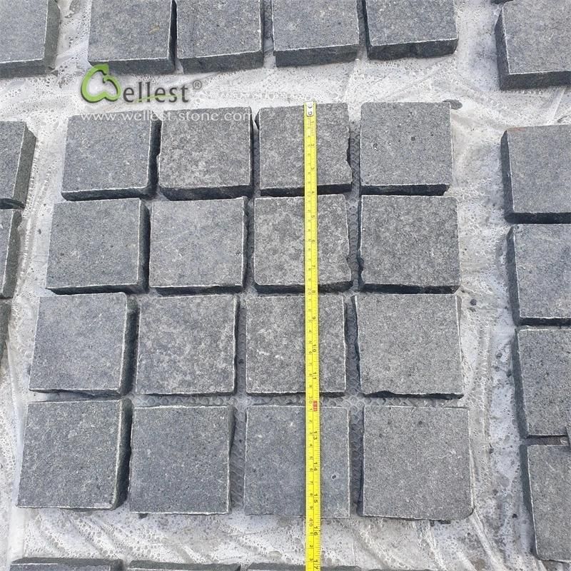 G684 Fortune Black Granite Meshed Granite Cobble Stone Driveway