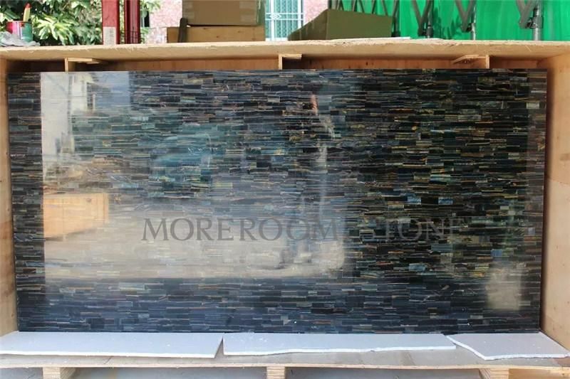 China Factory Luxury Villa Projects Gemstone Blue Tiger Eye Stone Slab