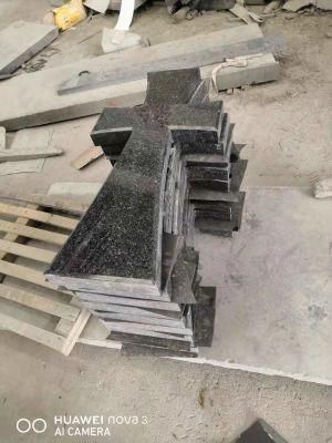 Cross Carved G332 Granite Monument Romania Style Dark Gray Granite Tombstone