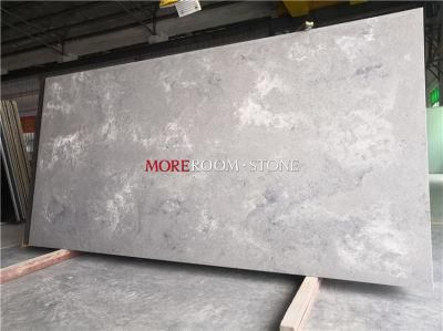 White Stripe in Black Marble Look Quartz Kitchen Island Countertops