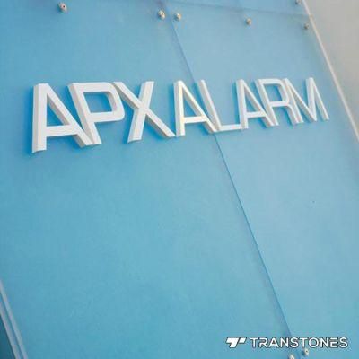 Decorated Light Blue Acrylic Office Feature Wall
